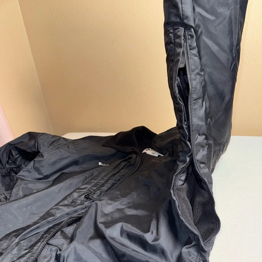 Columbia Mens XL Tall Black Fleece Lined Full Zip Nylon Jacket  XL-T Pit Zips‎